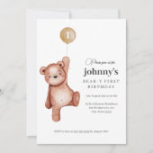 テディベアファースト誕生日パーティー 招待状 (正面)