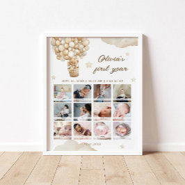 テディベアファースト誕生日マイルストーン写真 ポスター