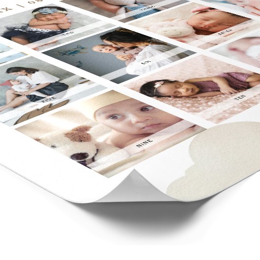 テディベアファースト誕生日マイルストーン写真 ポスター (角)