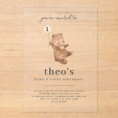 テディベアファースト誕生日招待状 アクリル招待状 (正面)