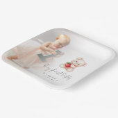 テディベアフォトオーバーレイベリーファースト誕生日 ペーパープレート (傾斜あり)