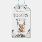 テディベアフローラセージ緑ニュートラルありがとう ギフトタグ (正面)