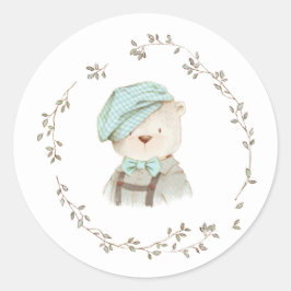 テディベアフローラベビーシャワー封筒用シール ラウンドシール