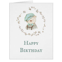 テディベアフローラリースウィムシー誕生日カード