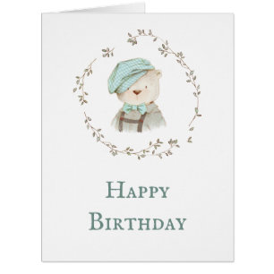 テディベアフローラリースウィムシー誕生日カード