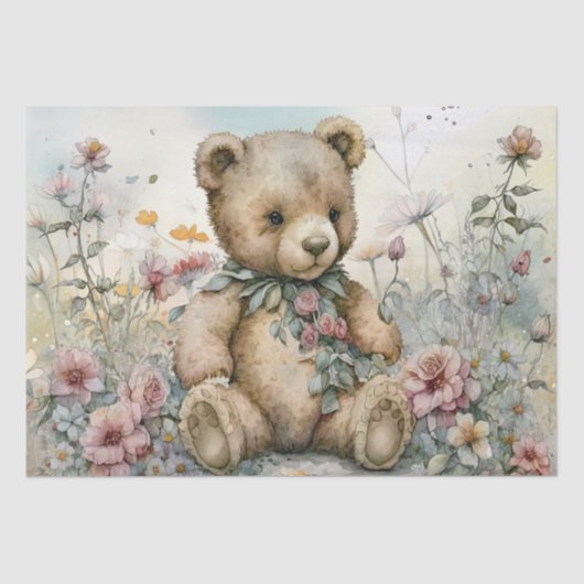 テディベアフローラ水彩 薄葉紙 (正面)