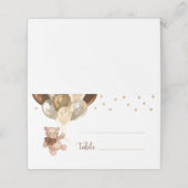 テディベアブラウンと金ゴールドバルーン赤ちゃんシャワー プレイスカード (外部開封)