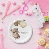 テディベアブラウンと金ゴールドボホベイビーシャワー ペーパープレート (パーティー)