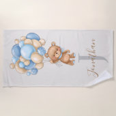 テディベアブラウンバルーンビーチタオル子供へ ビーチタオル (正面)