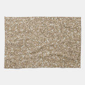 テディベアブラウン金ゴールドグリッター         キッチンタオル (横)