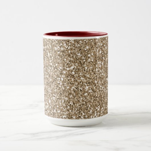 テディベアブラウン金ゴールドグリッター マグカップ (中央)
