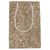 テディベアブラウン金ゴールドグリッター       ミディアムペーパーバッグ (正面)