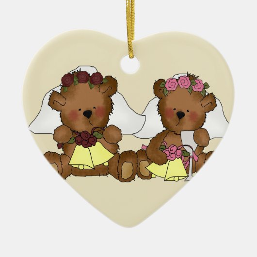 テディベアブリデス結婚ズ セラミックオーナメント (正面)