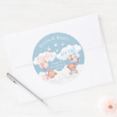 テディベアブルーまたはピンクジェンダー明らかにクラシックルーン ラウンドシール (封筒)