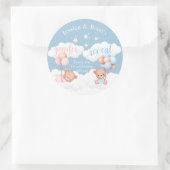 テディベアブルーまたはピンクジェンダー明らかにクラシックルーン ラウンドシール (バッグ)