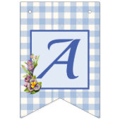 テディベアブルーギンガムハッピーバースデー バンティングフラッグ (第3の旗)