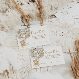 テディベアブルーハート&バルーン男の赤ちゃんシャワー エンクロージャーカード