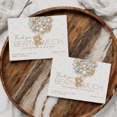 テディベアブルーハート&バルーン男の赤ちゃんシャワー サンキューカード