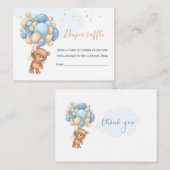 テディベアブルーバルーンおむつラッフル エンクロージャーカード (正面/裏面)