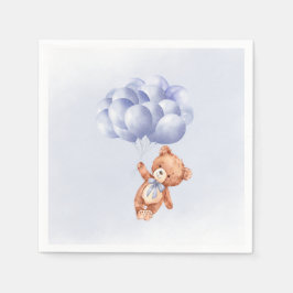 テディベアブルーバルーンウォーター色ボーイベビーシャワー スタンダードカクテルナプキン