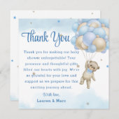 テディベアブルーバルーンサンキューカード サンキューカード (正面/裏面)