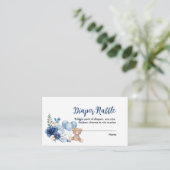 テディベアブルーバルーンベビーシャワーおむつラッフル エンクロージャーカード (スタンド正面)