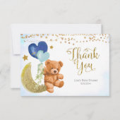 テディベアブルーバルーンベビーシャワーサンキューカード サンキューカード (正面)