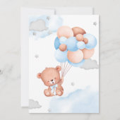 テディベアブルーバルーンベビーシャワー招待状 招待状 (裏面)