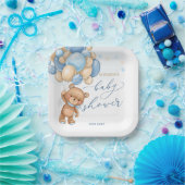 テディベアブルーバルーンベビーシャワー紙プレート ペーパープレート (パーティー)