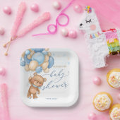 テディベアブルーバルーンベビーシャワー紙プレート ペーパープレート (パーティー)