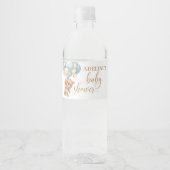 テディベアブルーバルーンベビーシャワー ペットボトルラベル (正面)