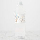 テディベアブルーバルーンベビーシャワー ペットボトルラベル (正面)