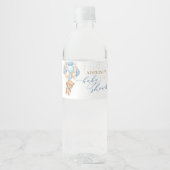 テディベアブルーバルーンベビーシャワー ペットボトルラベル (正面)