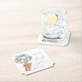 テディベアブルーバルーンベビーシャワー ペーパーコースター (インサイチュ)