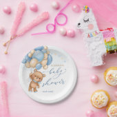 テディベアブルーバルーンベビーシャワー ペーパープレート (パーティー)