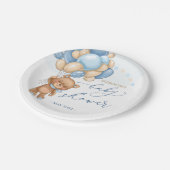 テディベアブルーバルーンベビーシャワー ペーパープレート (アングル)