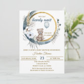 テディベアブルーバルーンベビーシャワー 招待状 (スタンド正面)