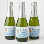 テディベアブルーバルーンミニワイきらめくンラベル スパークリングワインラベル (ボトル)