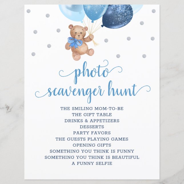 テディベアブルーバルーン写真清掃狩りゲーム (正面)