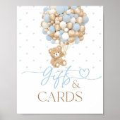 テディベアブルーバルーン男の赤ちゃんシャワーギフト ポスター (正面)