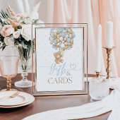 テディベアブルーバルーン男の赤ちゃんシャワーギフト ポスター