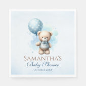 テディベアブルーバルーン男の赤ちゃんシャワー スタンダードランチョンナプキン (正面)