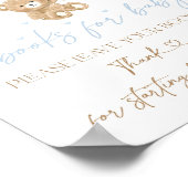 テディベアブルーバルーン男の赤ちゃんシャワー ポスター (角)