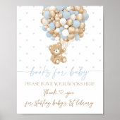 テディベアブルーバルーン男の赤ちゃんシャワー ポスター (正面)