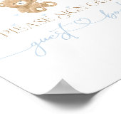 テディベアブルーバルーン男の赤ちゃんシャワー ポスター (角)