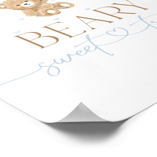 テディベアブルーバルーン男の赤ちゃんシャワー ポスター (角)