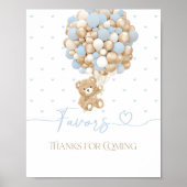 テディベアブルーバルーン男の赤ちゃんシャワー ポスター (正面)