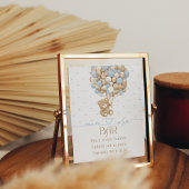 テディベアブルーバルーン男の赤ちゃんシャワー ポスター