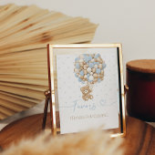 テディベアブルーバルーン男の赤ちゃんシャワー ポスター