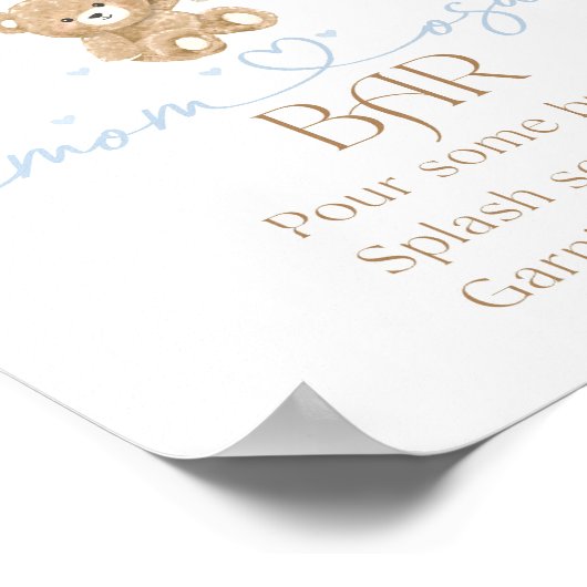 テディベアブルーバルーン男の赤ちゃんシャワー ポスター (角)